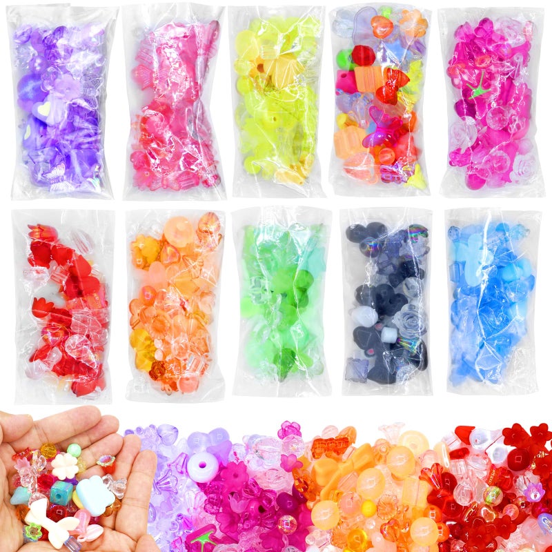 RYKOMO 500PCS Acrylic Assorted Beads Flower Sweetheart Butterfly Candy Acrylic Kawaii Aesthetic Beads Assorted Beads for Bracelets DIY Jewelry Making (10 Candy Colors) - Image 5